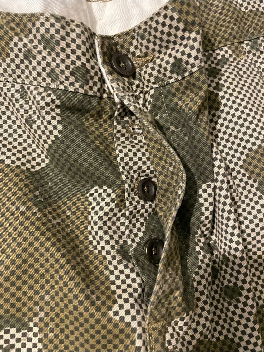 Levi's Olive and Beige Camouflage Check Chinos